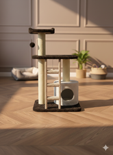 Premium Triple Story Scratching Post with Ladder & House