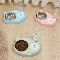 Panda shape Pet Food Bowl with Water Dispenser