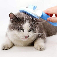 Retractable Pet Grooming Brush with Button - Oval