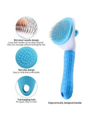 Retractable Pet Grooming Brush with Button - Oval
