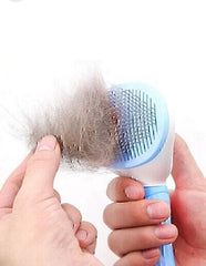 Retractable Pet Grooming Brush with Button - Oval