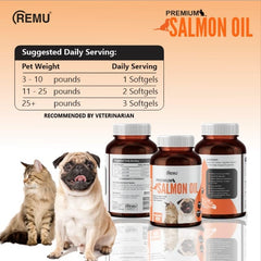 Remu Salmon Oil Supplements for Cats & Dogs - 120gel