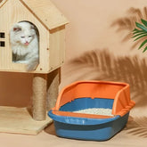 Semi-enclosed Round Litter Tray with Side Stain with Free Scoop
