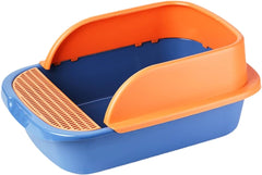 Semi-enclosed Round Litter Tray with Side Stain with Free Scoop