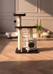 Premium Triple Story Scratching Post with Ladder & House