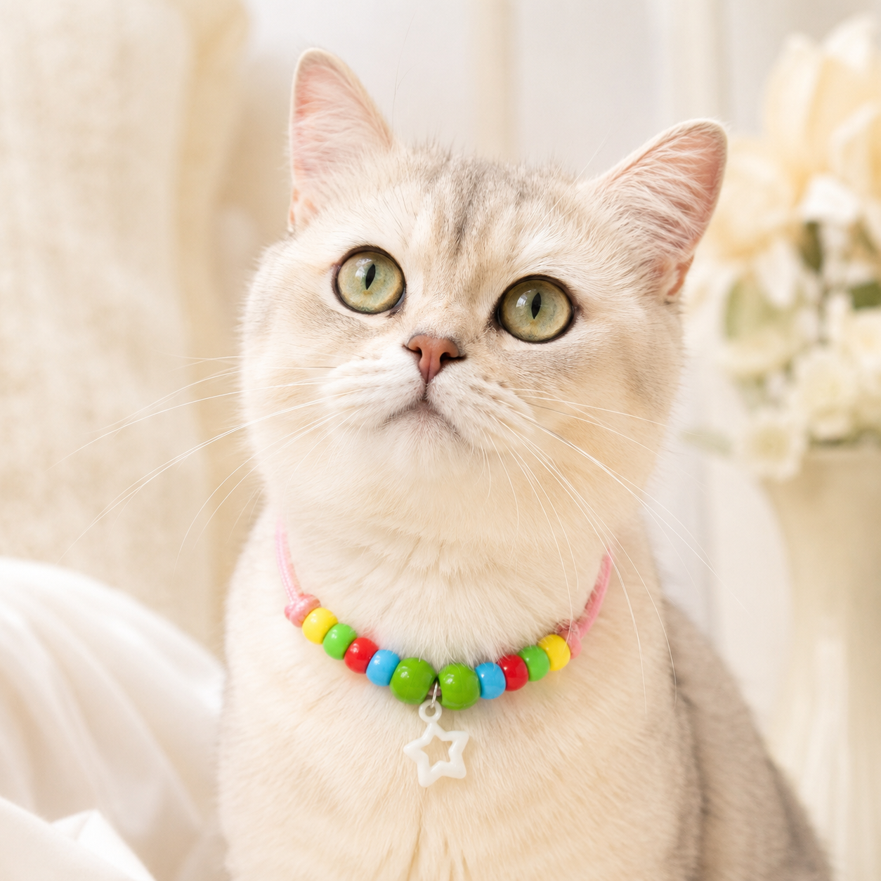 Adjustable Beaded Cat Neckalce with Pendant