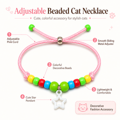 Adjustable Beaded Cat Neckalce with Pendant