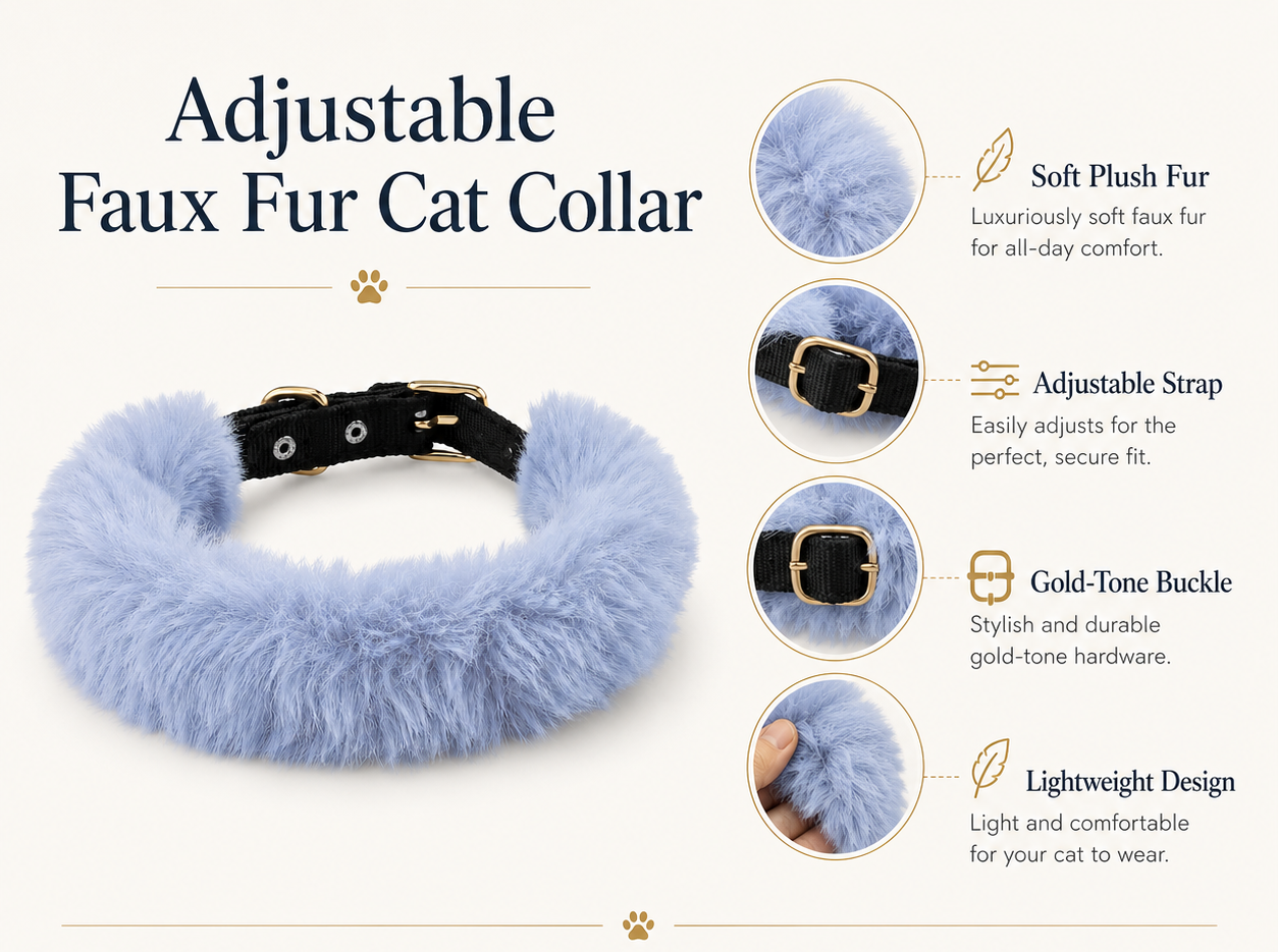 Adjustable Pet Collar with Fur - Mix Colors