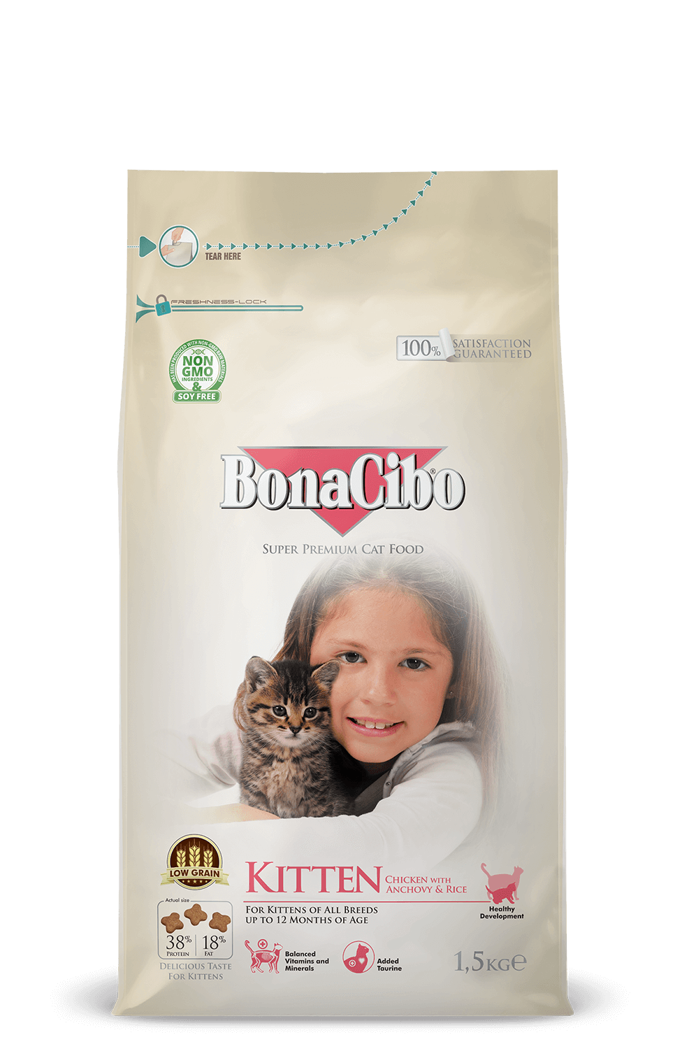 Bonacibo Kitten Food Chicken and Rice - 1.5 KG