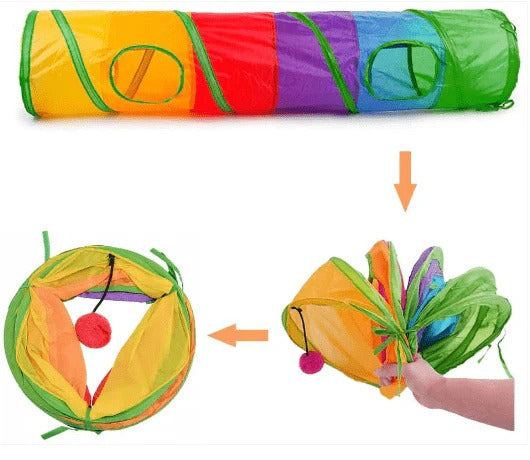 Cat Playing Tunnel with Ball