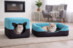 Convertible Pet House & Bed with Fur
