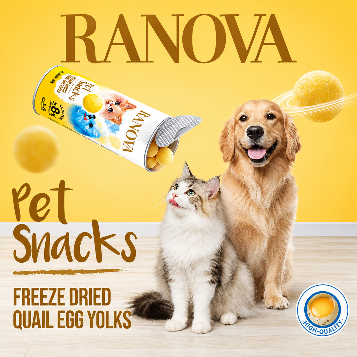 Ranova Freeze Dried Quail Egg Yolks Snack for Cats & Dogs