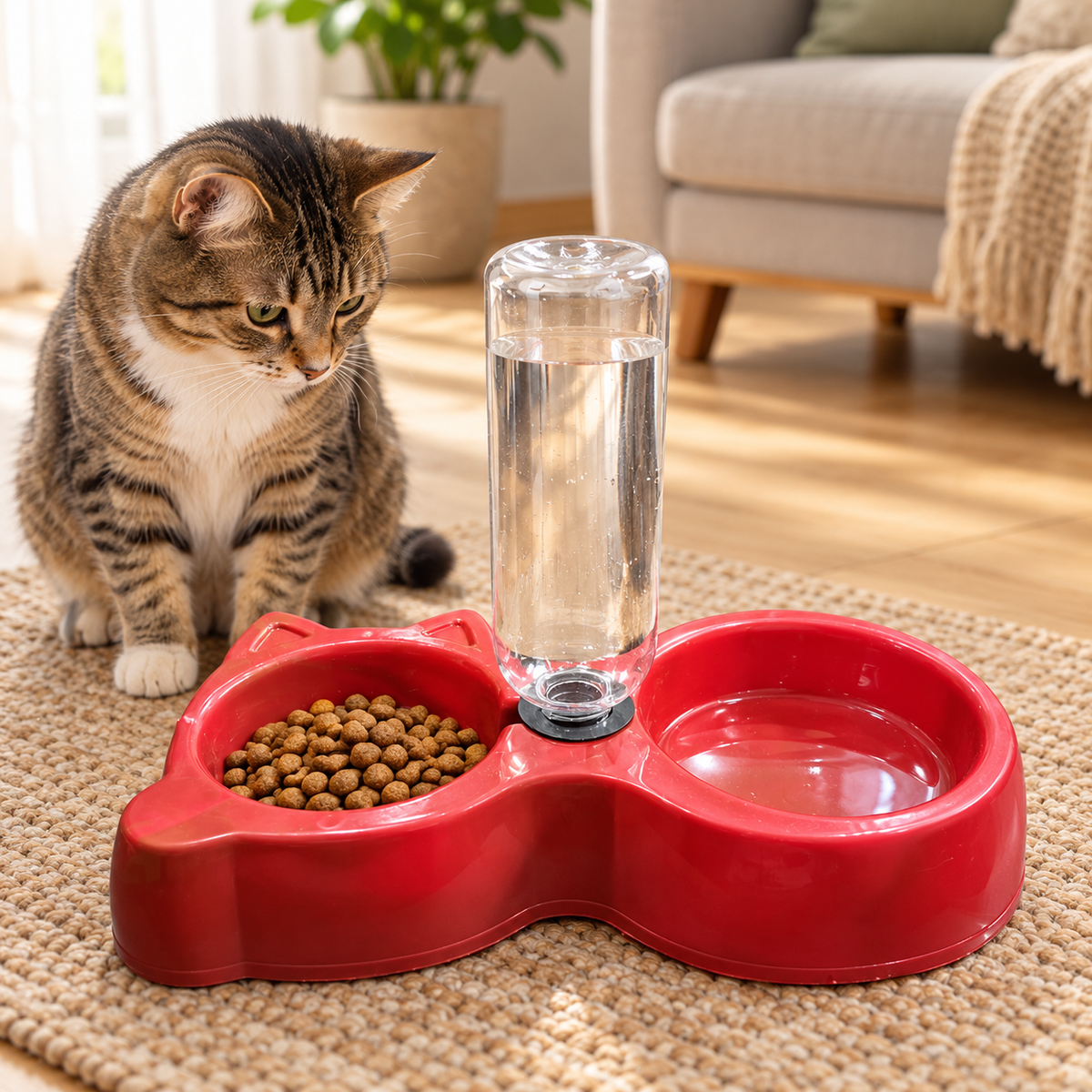 Plastic Food Bowl with Water Dispenser