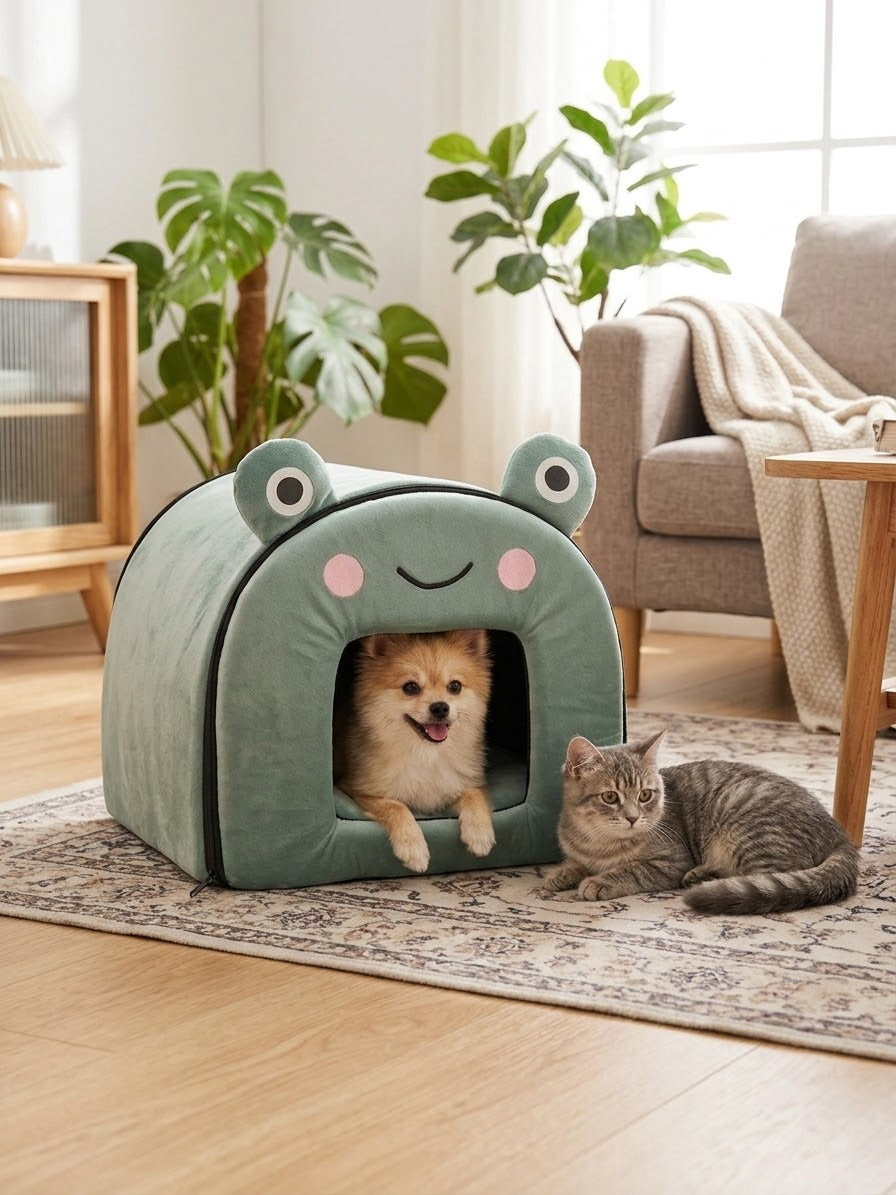 Cozy Frog House for Pets - 18x16x14 inches