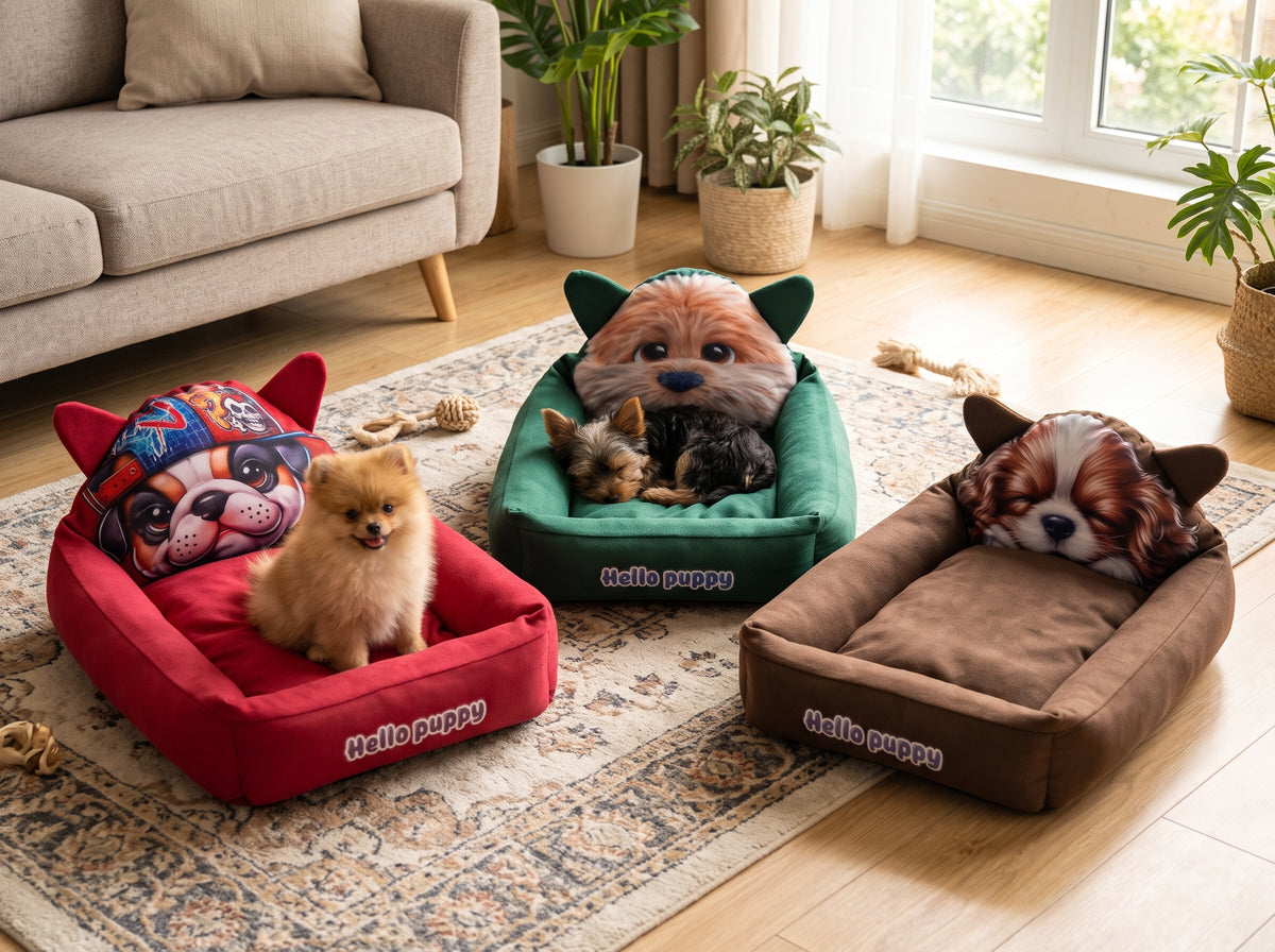 Hello Puppy Cozy Bed for Pets - 22x16 inches