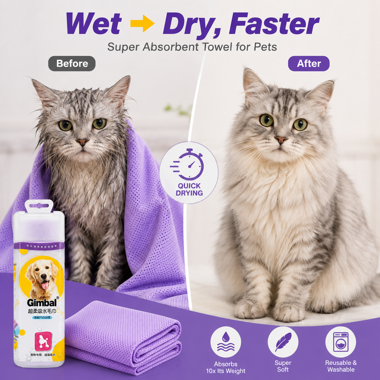 Gimbal Pet Drying Towel