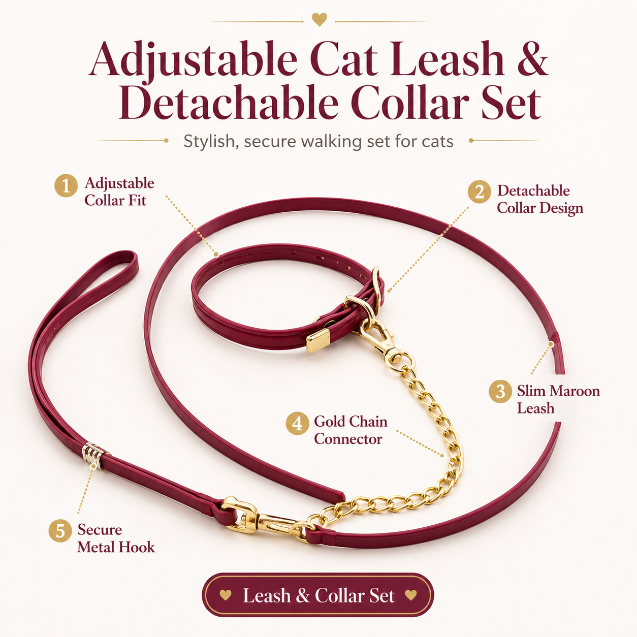 Premium Cat Leash + Chain - Mix colors