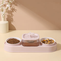 Water Fountain with Dual Food Bowl Set