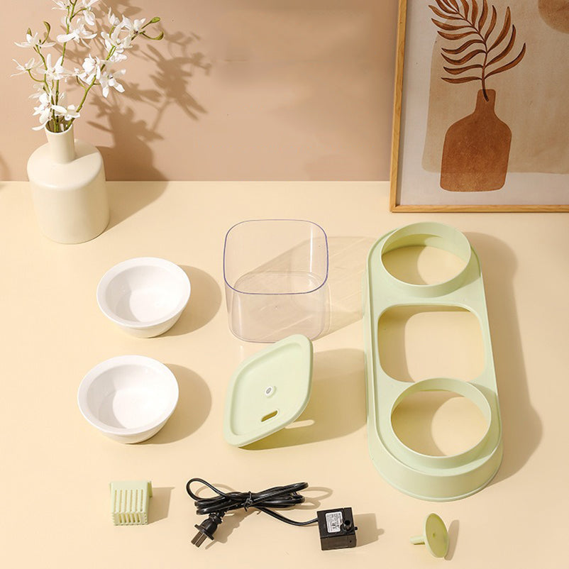 Water Fountain with Dual Food Bowl Set