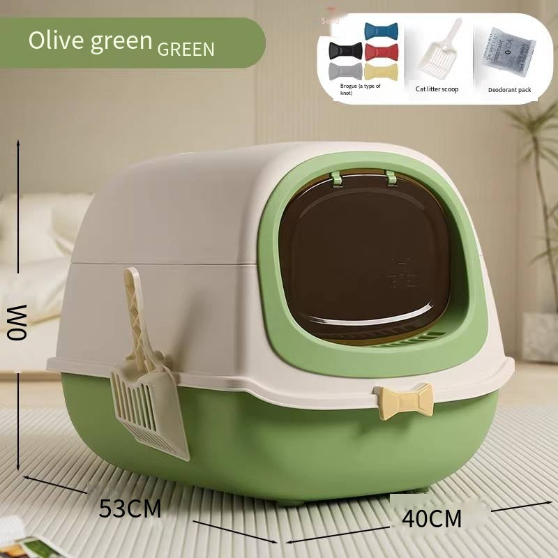 Deluxe Enclosed Litter Box with Scoop