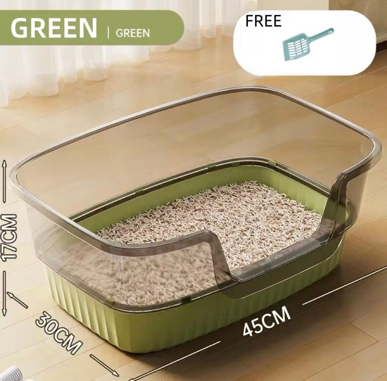 Semi Enclosed Litter Tray for Kittens with Free Scoop - 45x30x17 cm