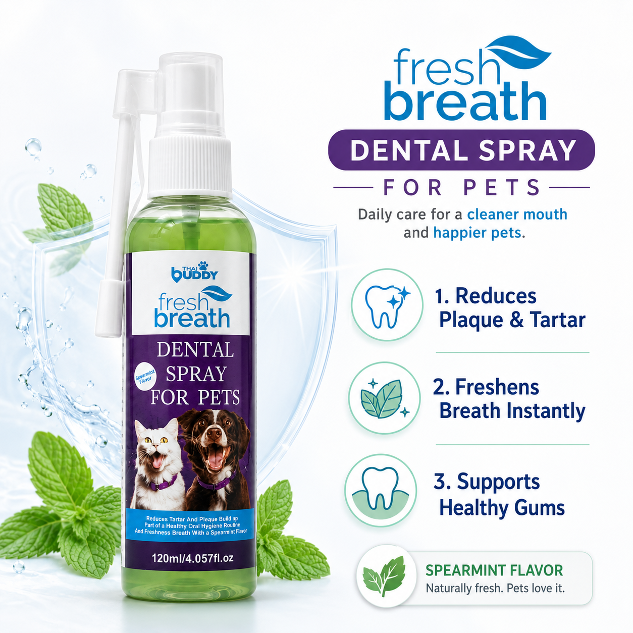 Thai Buddy Fresh Breath Dental Spray for Pets 120ml