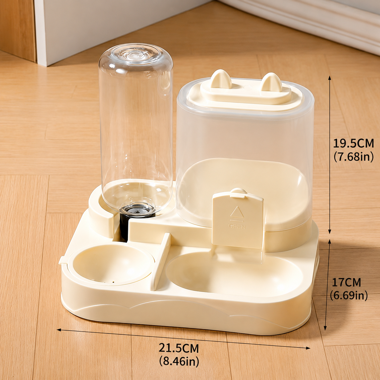 Transparent Cat Food and Water Dispenser