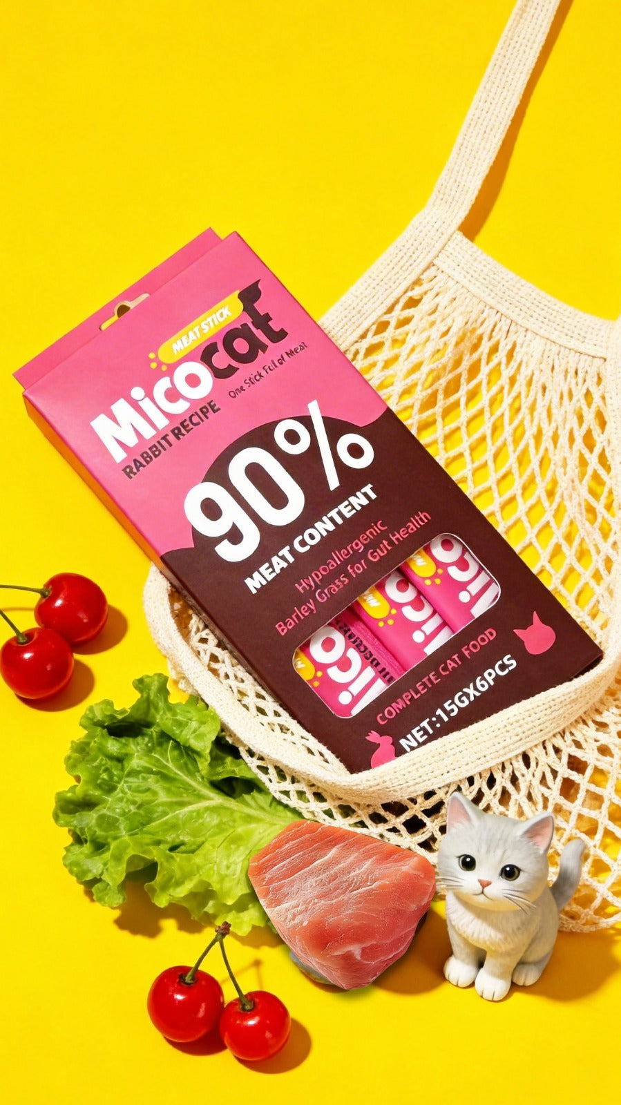Micocat Meat Stick Creamy Treat for Cats - 6 sticks