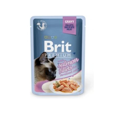 Brit Premium Wet Cat food with Salmon Fillets for Sterilized Cats 85 gm
